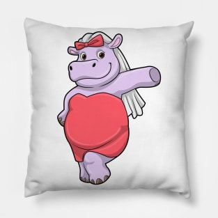 Hippo as Bride with Veil & Bow Pillow