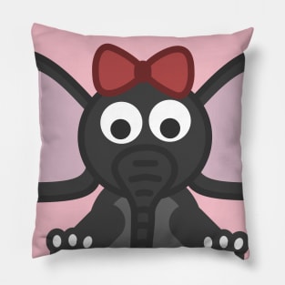 Cute gray baby elephant with ribbon Pillow