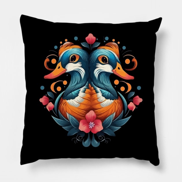 Mandarin Duck Valentine Day Pillow by JH Mart