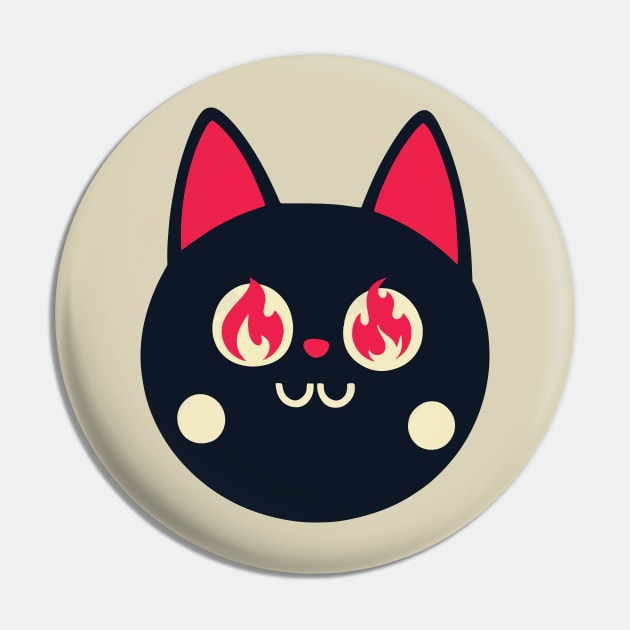 Black Cat With Fiery Eyes Vector Art Pin by Mad Swell Designs