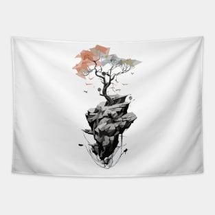 Tree and Stones Minimalist Tapestry