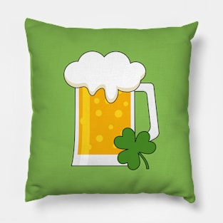 Irish Beer Mug with Shamrock Clover Pillow