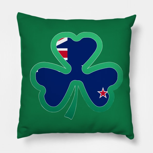 New zealand Flag for st patricks day, Irish Shamrock Pillow by Myteeshirts