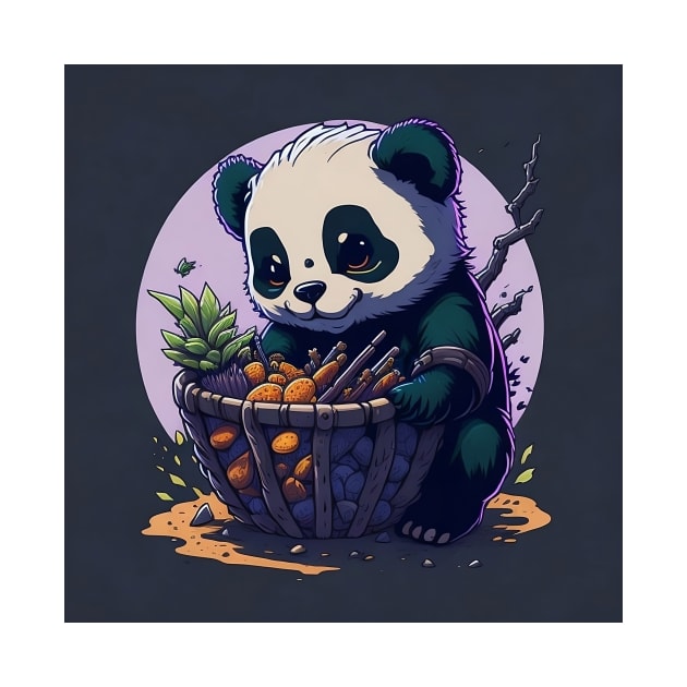 Baby Panda with Fruit Basket by Fanbros_art