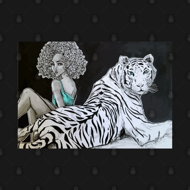 Beautiful and Strong Tiger Lady by Del Fava Bean