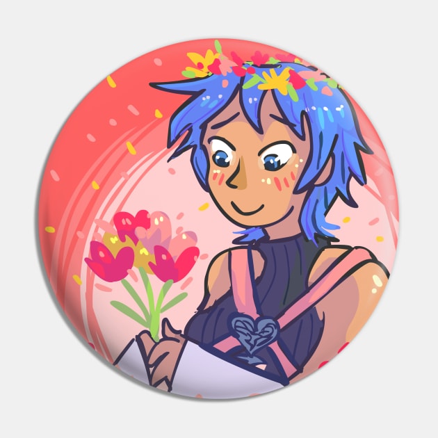 Aqua with Flowers Pin by sky665