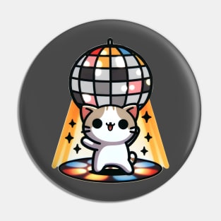 Disco Kitty: Cute Cat Under the Mirror Ball Pin