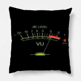 Volume VU Meter Vintage Audio Recording Studio Gear Musician Guitar Green Graphic Pillow