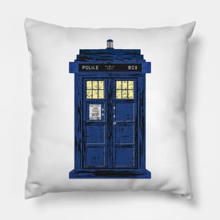 Blue Police Public Call Box - Exclusive UK Time Travel 1 Pillow