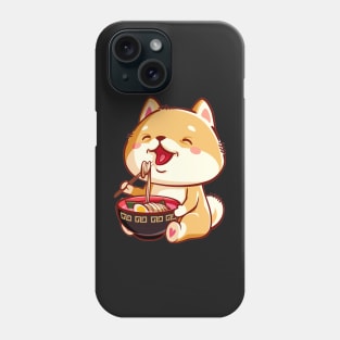 Shiba Inu Dog eats ramen T-shirt Phone Case