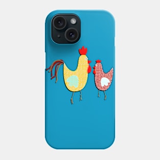 Funny Couple Rooster and Chicken Decorative Art Primitive Bird Character Phone Case