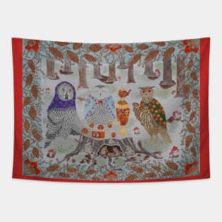 Owl Tea Party Tapestry