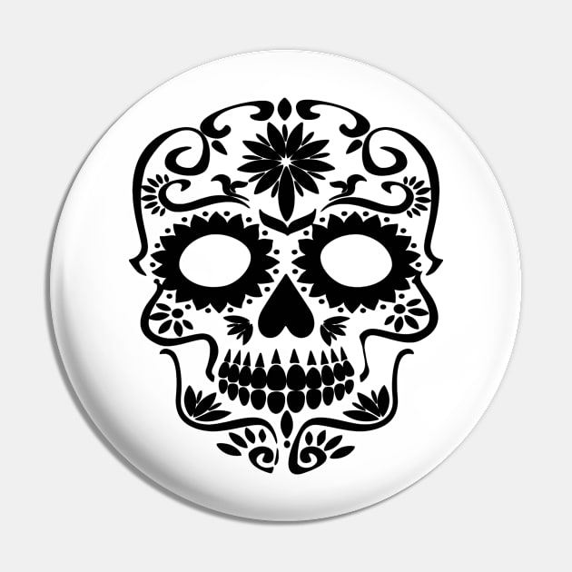 sugar skull black Pin by Prairie Ridge Designs