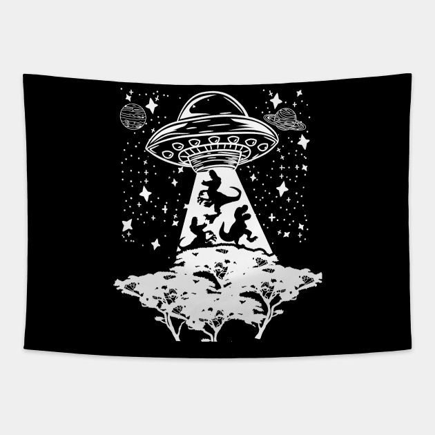 Prehistoric Vintage Dinosaur Alien Abduction Shirt Tapestry by biNutz