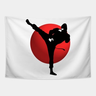 Ninja Kicking Pose - Japanese Martial Arts Tapestry