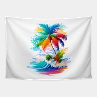 Summer Waves Watercolor Style - AI Art Tapestry