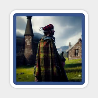 Scottish Highlander in Clan Tartan Magnet