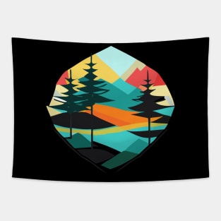 watercolor techniques to create a dreamy and ethereal painting of a forest landscape, perfect for a nature-inspired t-shirt design. Tapestry