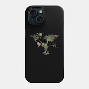 World Map Tree | Africa Map Root | Earth Day | Camo Pattern Phone Case