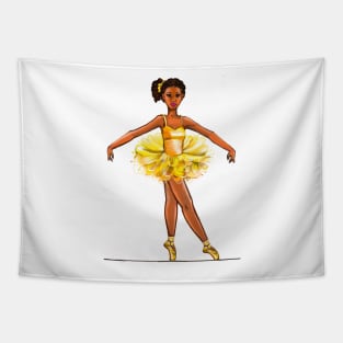 Ballet - African American black ballerina  in yellow tutu - brown skin ballerina Tapestry