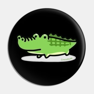 Green chibi cute alligator Pin