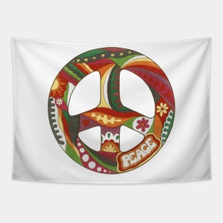 Vintage Psychedelic Peace Symbol Tapestry