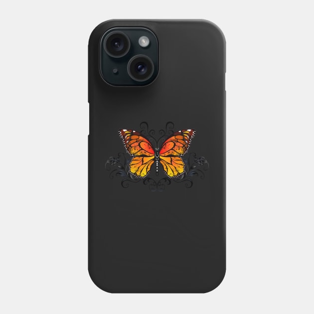 Monarch Butterfly on Gothic Background Phone Case by Blackmoon9