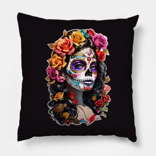 Sugar Skull girl, Dia de los Muertos Pillow