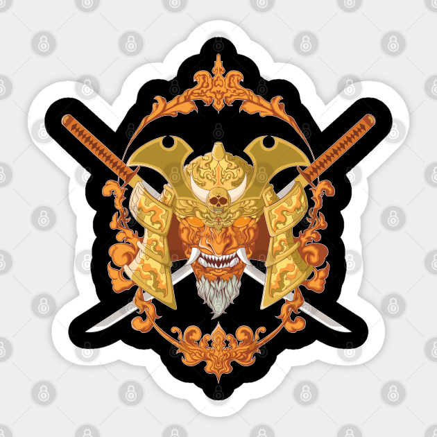 Samurai Skull Samurai Skull Vector Design Aufkleber Teepublic De Samurai Skull Samurai Skull Vector Design Aufkleber Teepublic De