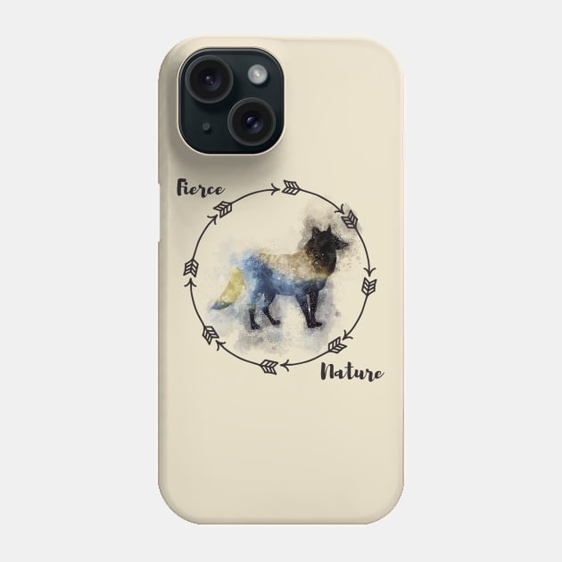 Fierce Nature Wolf Watercolor Design Phone Case by Underthespell