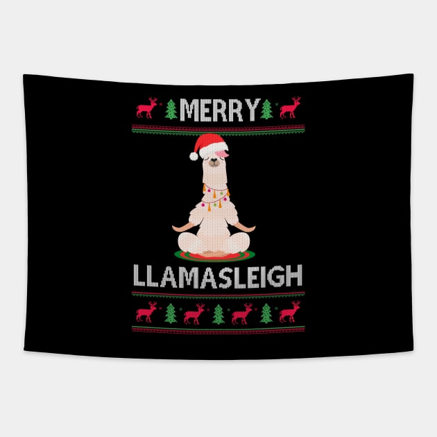 Funny Llama Christmas Namasleigh Sweater Yoga Gift T-Shirt Tapestry by geekandgamerstore