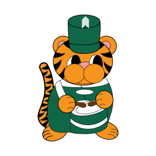 Marching Band Tiger Drum Green and White T-Shirt
