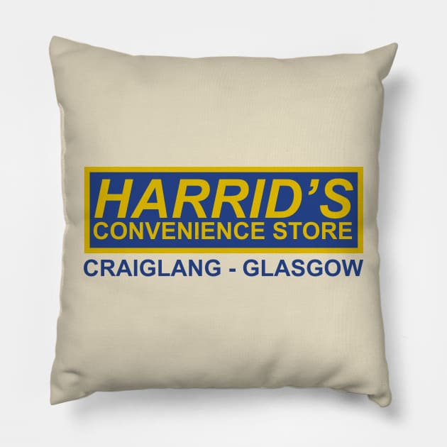 Harrid's Convenience Store Craiglang Pillow by Meta Cortex