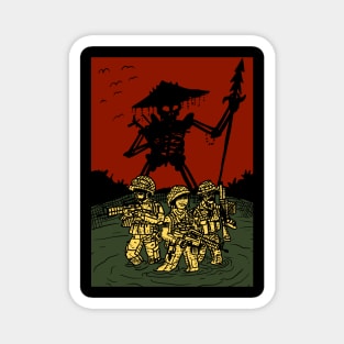 a godzilla sized monster. giant vietnam war skeleton poster. Magnet