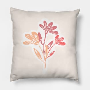 Peach Blooms: A Block Print Bouquet Pillow