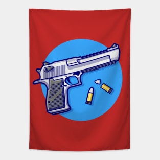 Pistol Gun with Bullets Cartoon Vector Icon Illustration Tapestry