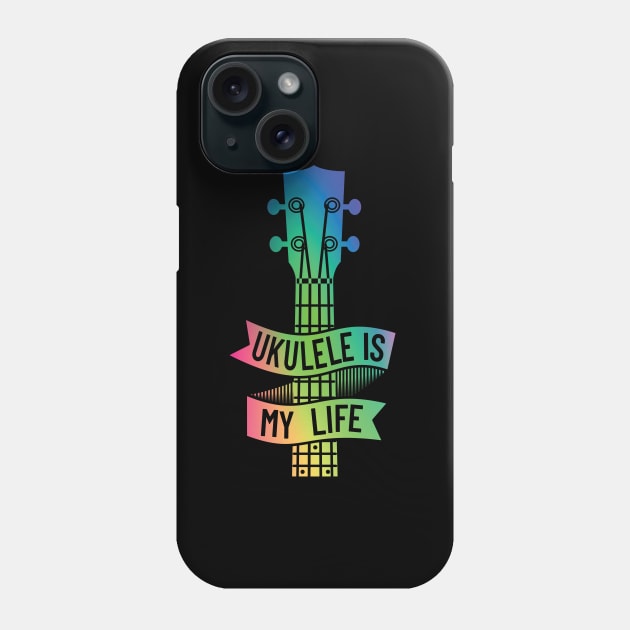 Ukulele is My Life Ukulele Headstock Colorful Theme Phone Case by nightsworthy