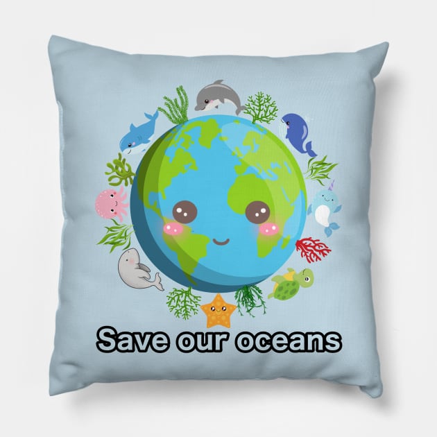 Save our Oceans Pillow by WhaleSharkShop