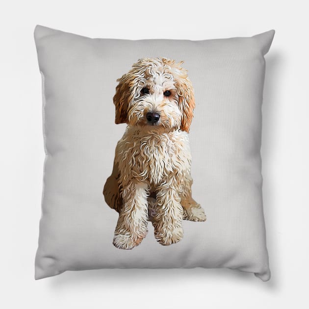 Labradoodle Puppy Dog Pillow by Elarex