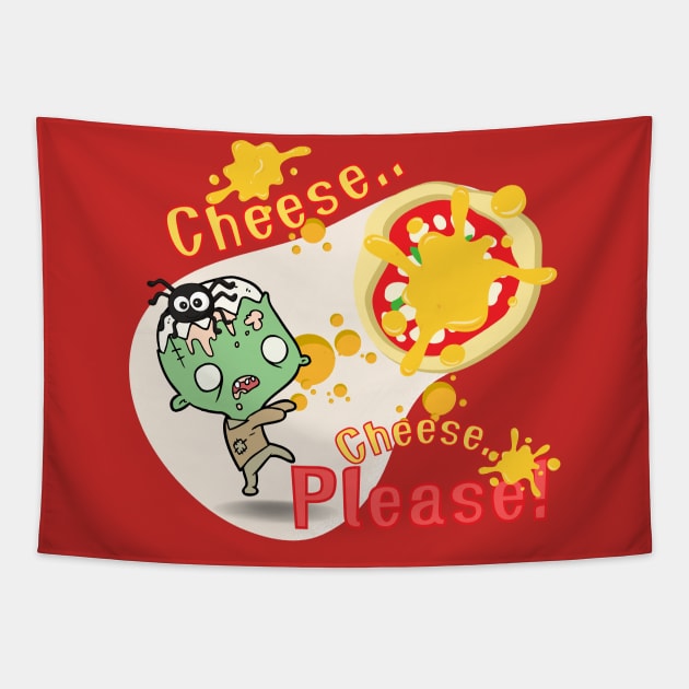 Pizza Lovers Zombie Cute : Cheese Please! Tapestry by RealNakama