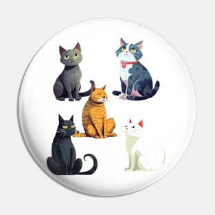 Five sitting cats Pin