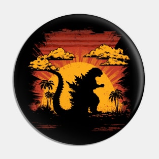 Godzilla at sunset Pin