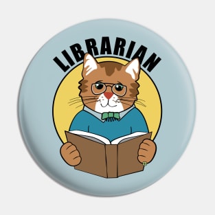 Librarian Cat Man Reading Book Pin