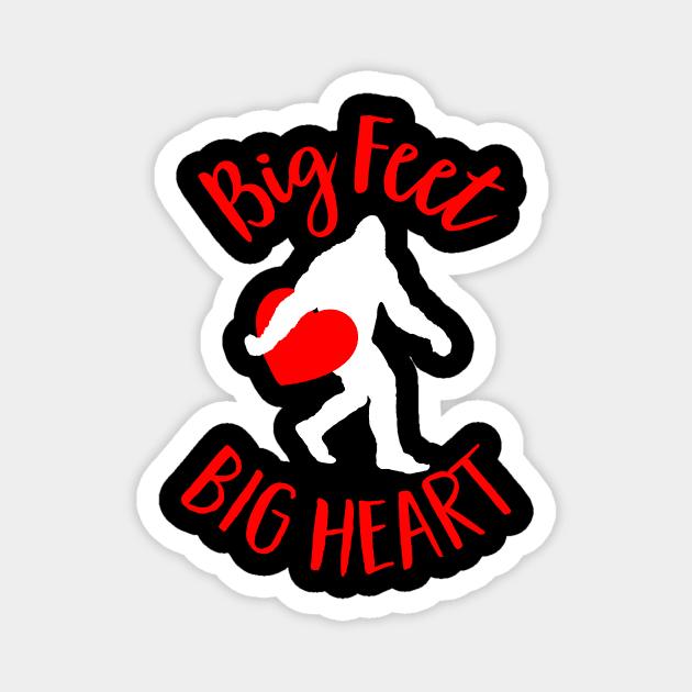 Big Feet, Big Heart Funny Bigfoot Valentines Day Magnet by Strangeology