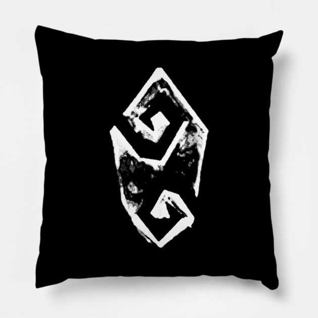 World Stone Rune - chalk Pillow by HtCRU