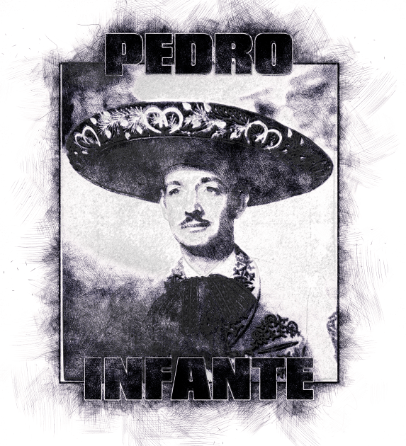 Pedro Infante Pen Art Kids T-Shirt by Blind Man Studio