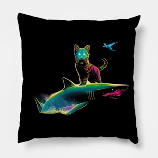 Shark Journey with Feline Cat Pillow