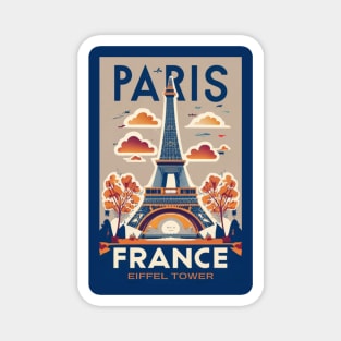 A Vintage Travel Art of the Eiffel Tower in Paris - France Magnet