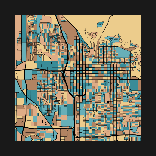 Salt Lake City Map Pattern in Mid Century Pastel by PatternMaps