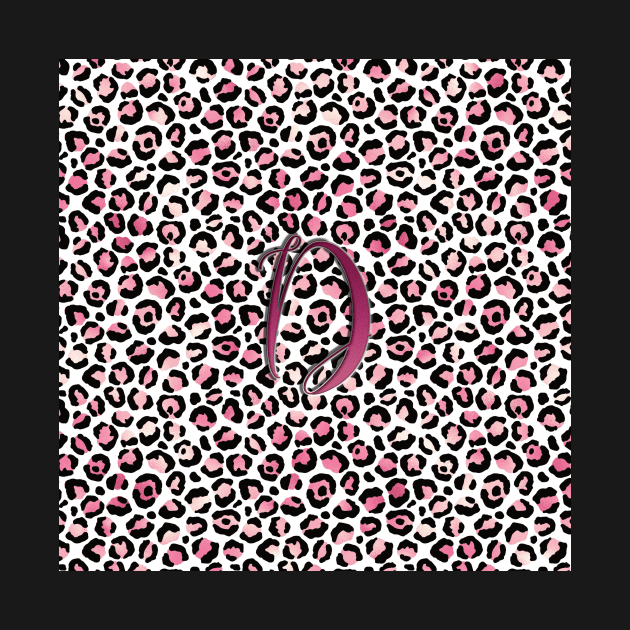 Letter D Monogram & Pink Leopard Print by kansaikate